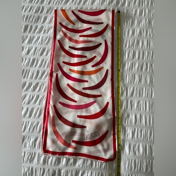 AVON Vintage Acetate Twill Oblong Scarf Made Japan Lipstick Colours Neck Scarf - Picture 11 of 11